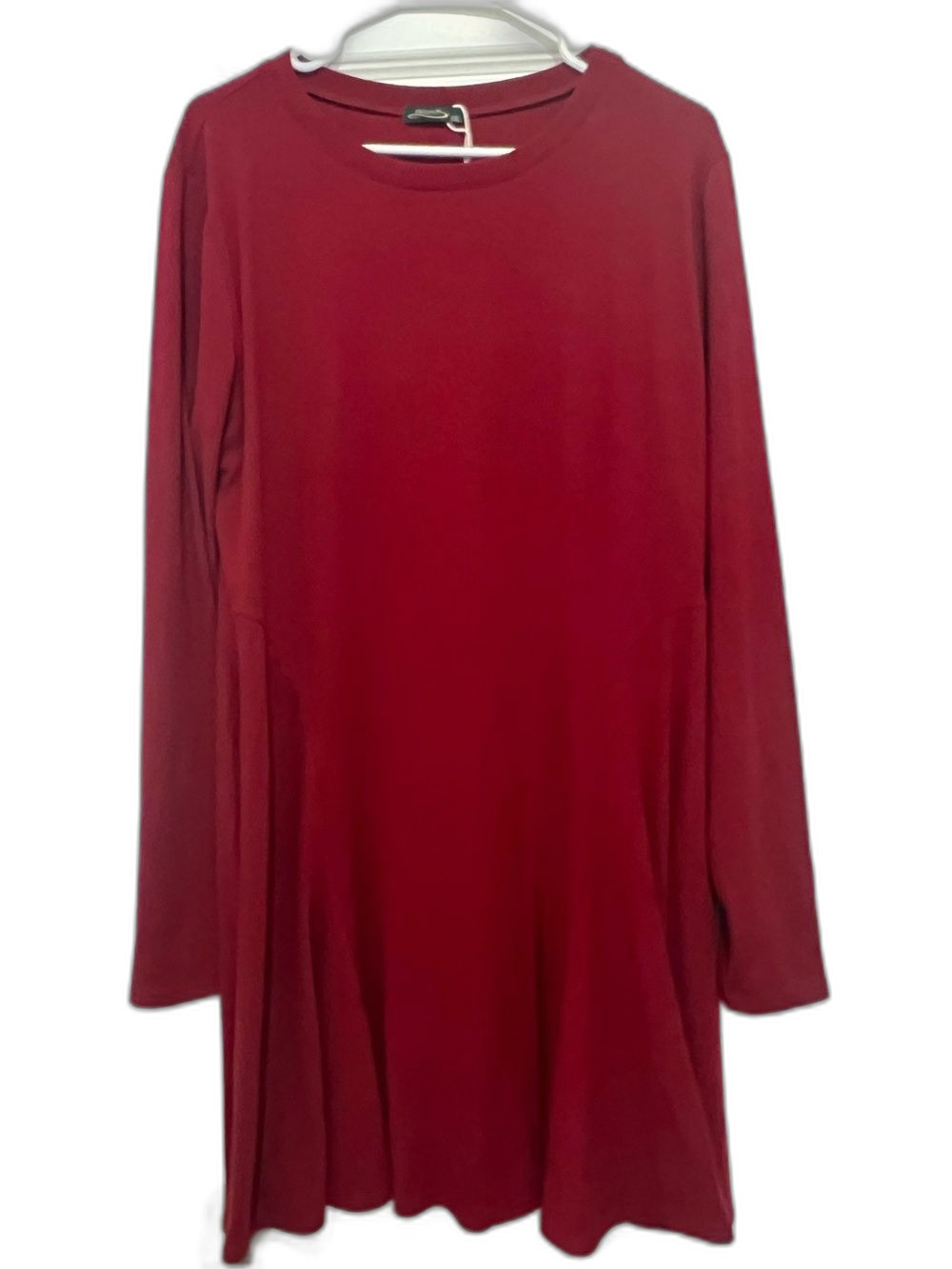 Ofeefan XXL Burgundy Red Long Sleeve A-Line Flare Dress Plus Size